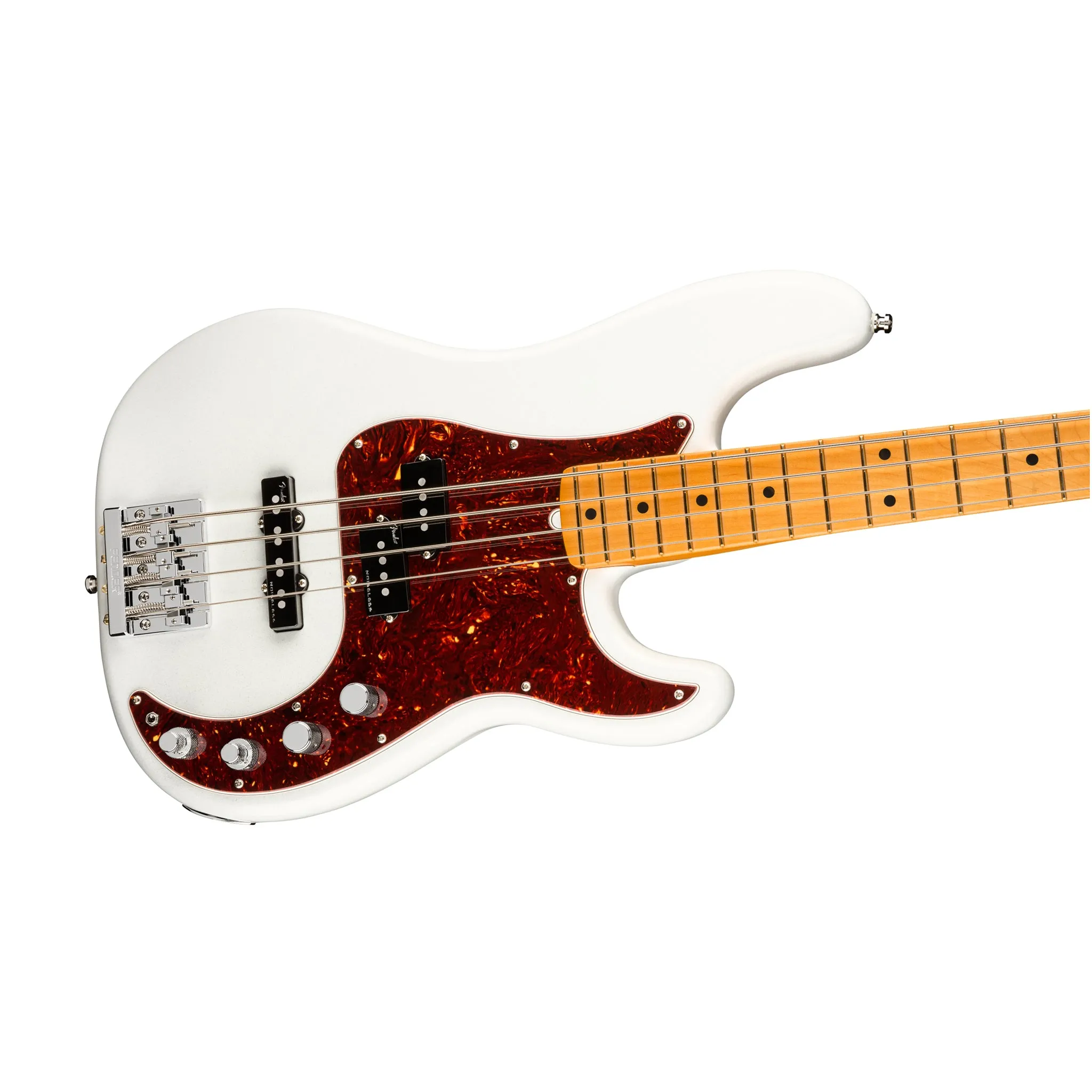 Fender American Ultra Precision Bass Guitar, Maple FB, Arctic Pearl (B-Stock)