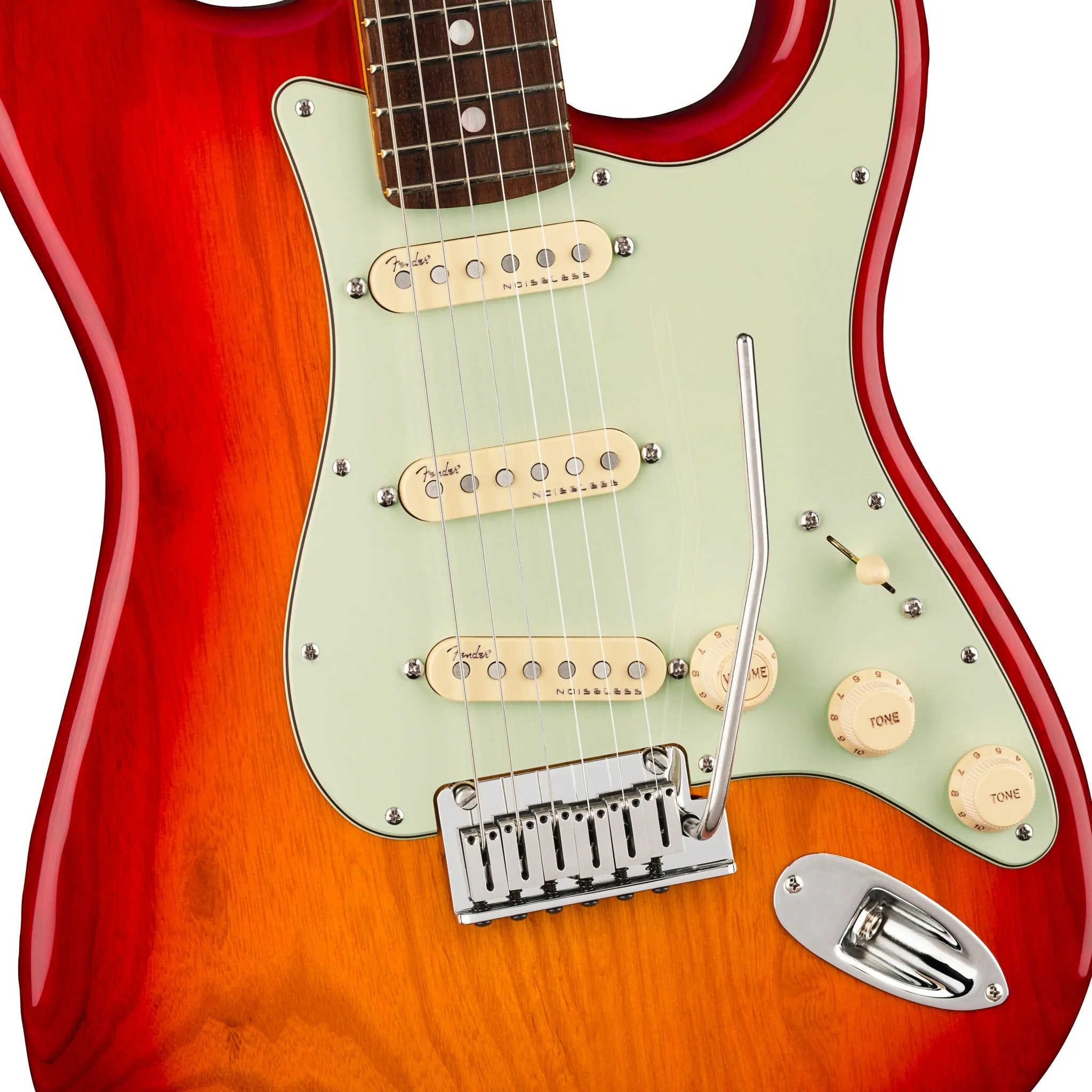 Fender American Ultra Stratocaster Electric Guitar, RW FB, Plasma Red Burst