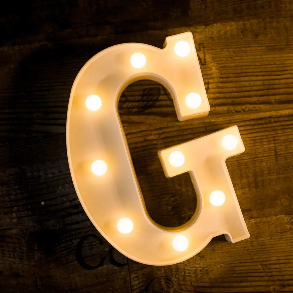 Foaky LED Letter Lights Sign Light Up Letters Sign for Night Light Wedding/Birthday Party Battery Powered Christmas Lamp Home Bar Decoration(G)