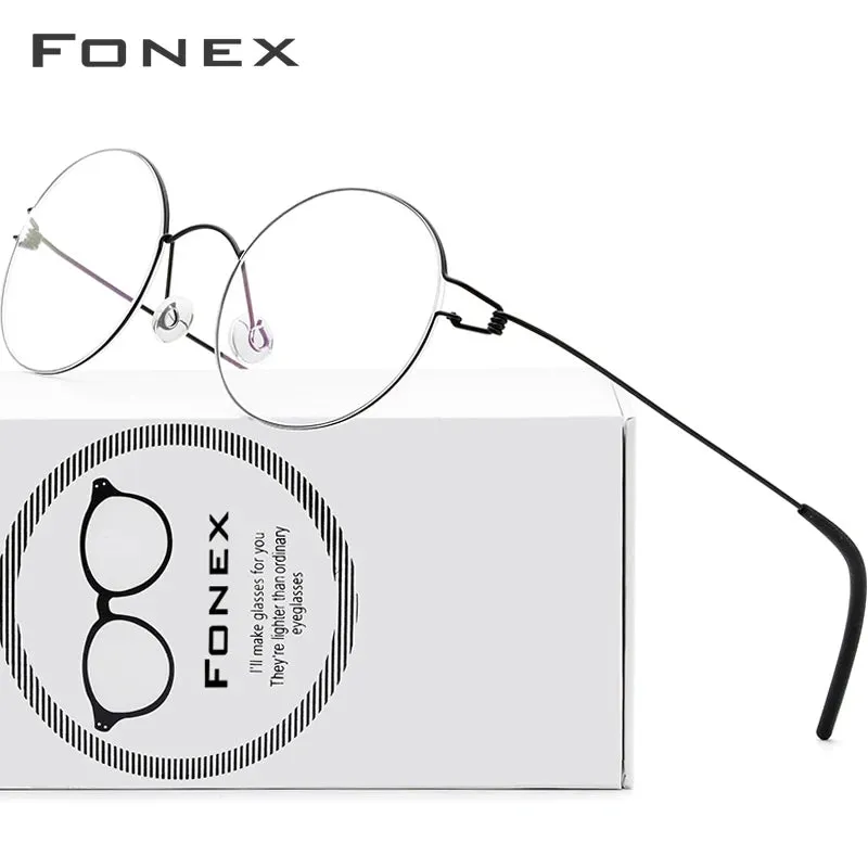 FONEX Screwless Eyewear Optical Eyeglasses Frame Women Round Myopia Optical Denmark Korean Glasses Frame Men Titanium 98607