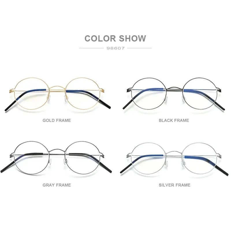 FONEX Screwless Eyewear Optical Eyeglasses Frame Women Round Myopia Optical Denmark Korean Glasses Frame Men Titanium 98607