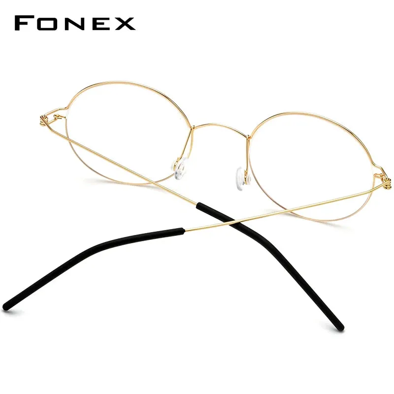 FONEX Screwless Eyewear Optical Eyeglasses Frame Women Round Myopia Optical Denmark Korean Glasses Frame Men Titanium 98607