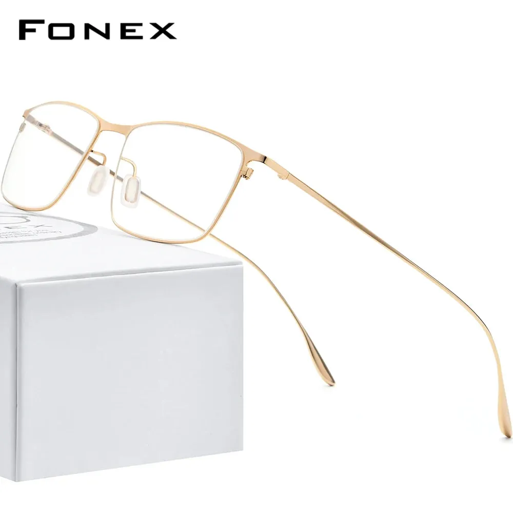 FONEX Titanium Alloy Glasses Frame Men Square Myopia Prescription Eyeglasses Frames 2020 New Full Optical Korean Eyewear 8105