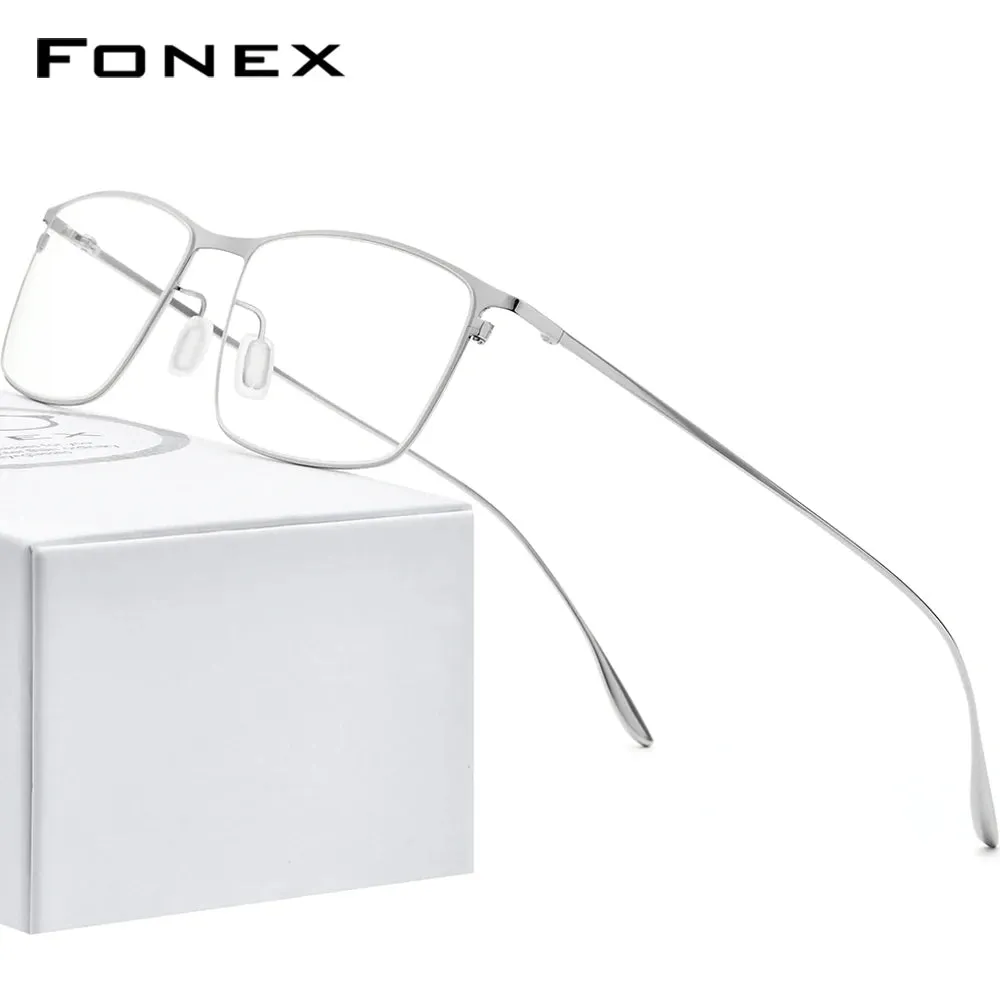 FONEX Titanium Alloy Glasses Frame Men Square Myopia Prescription Eyeglasses Frames 2020 New Full Optical Korean Eyewear 8105