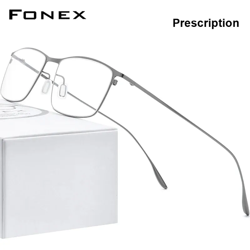 FONEX Titanium Alloy Glasses Frame Men Square Myopia Prescription Eyeglasses Frames 2020 New Full Optical Korean Eyewear 8105