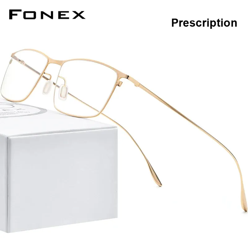 FONEX Titanium Alloy Glasses Frame Men Square Myopia Prescription Eyeglasses Frames 2020 New Full Optical Korean Eyewear 8105