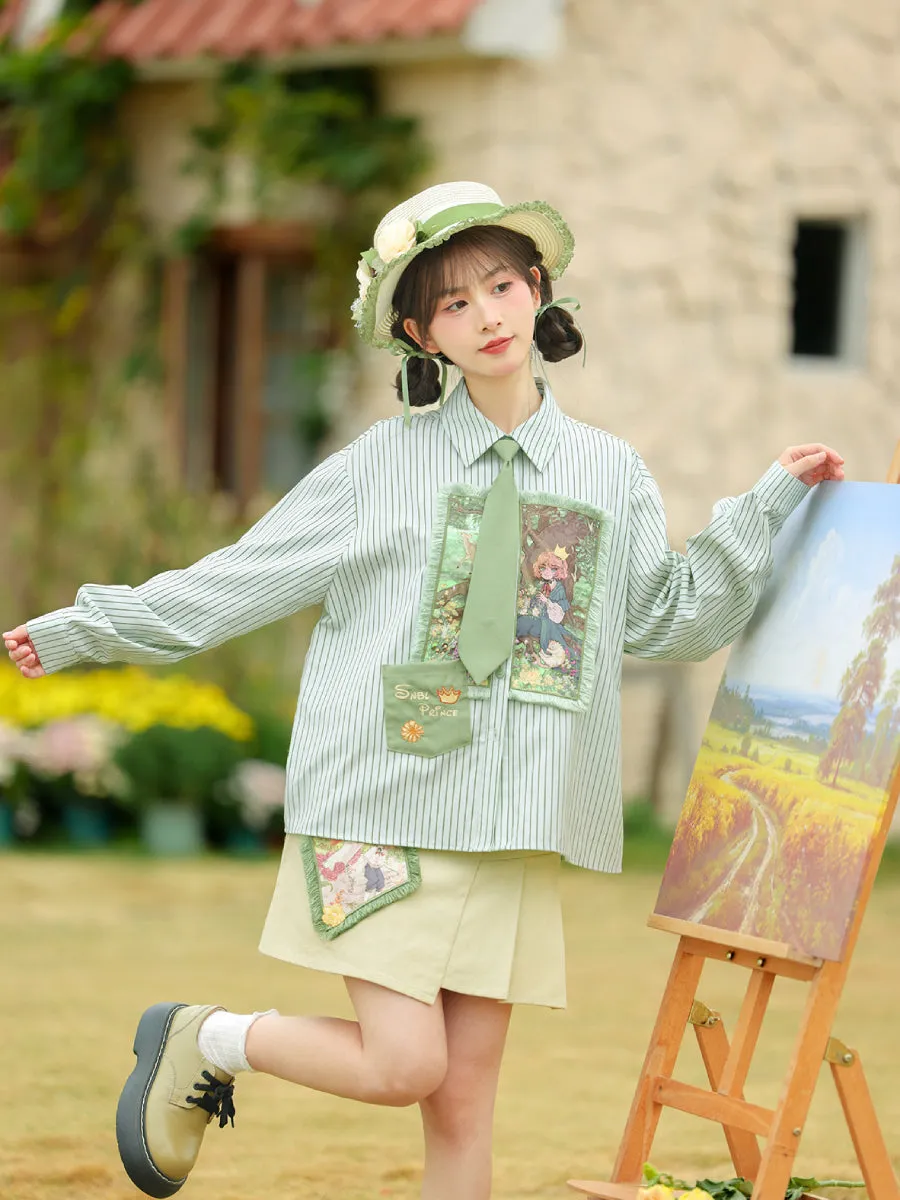 Forest Prince Healing Oil Painting High Waist Skirt