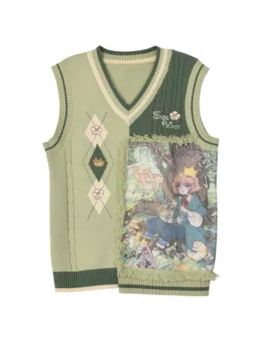 Forest Prince Healing Oil Painting Knit Vest