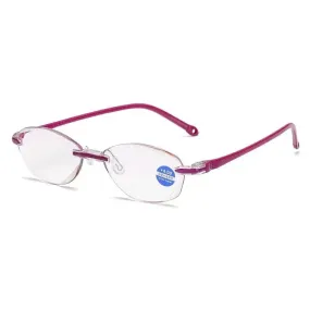 Frameless Square Reading Glasses for Men Women's Anti Blue Light Computer Eyeglasses Far Sight Presbyopia Reader Eyewear Women