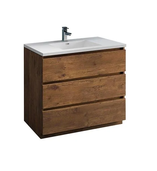 Fresca Lazzaro 42 Rosewood Free Standing Modern Bathroom Cabinet w/ Integrated Sink | FCB9342RW-I