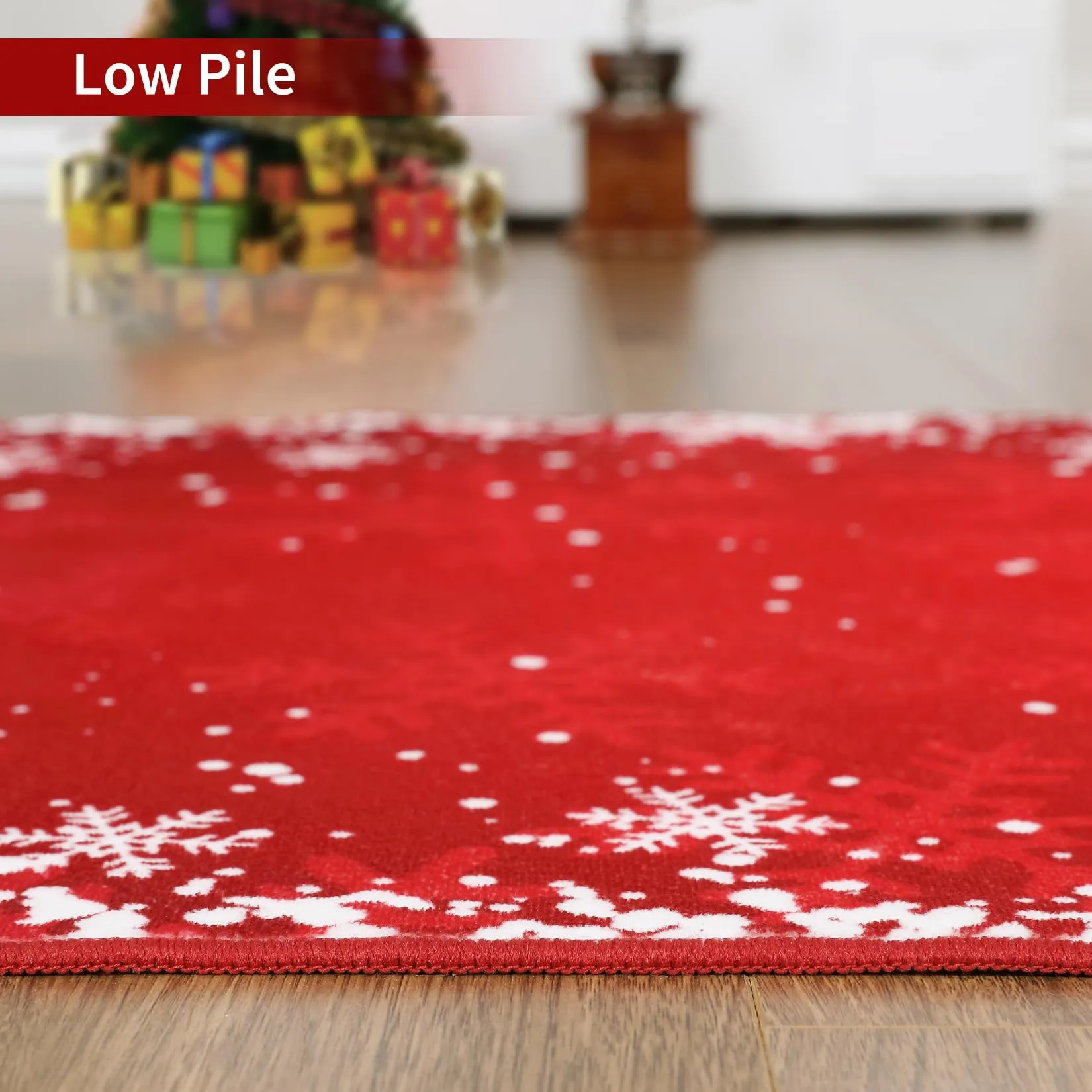 GARVEE Christmas Area Rug 8x10 Washable Living Room Rug Snowflake Area Rugs Christmas Large Decorative Rug Xmas Throw Carpet Washable Non Slip Holiday Rug forBedroom Living Room Farmhouse Room,Red