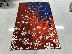 GARVEE Christmas Door Mat 2x3 Mat Xmas Bath Mat Non-Slip Kithcen Rug Washable Entryway Rug Small Abstract Carpet Winter Doormat Rubber Back Snowflake Doormats for Indoor Outdoor 2'x3' Red&Blue