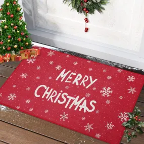 GARVEE Christmas Doormat Indoor Outdoor Entry Doormats Front Door Decoration Mat Non-Slip Absorbent Entry Door Rugs, Red, 17 x 29