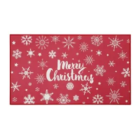 GARVEE Christmas Doormat Merry Christmas Door Mat Red Snowflakes Non-Slip Indoor Outdoor Front Door Doormat Living Room Bedroom Entrance Rug Kitchen Floor Mat Home Festive Decoration 20 x 32