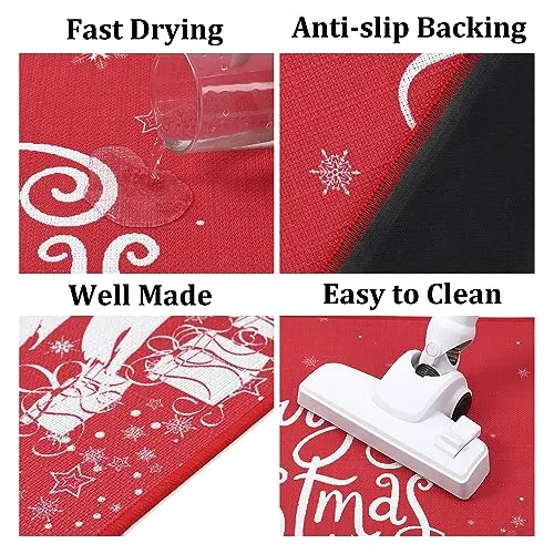 GARVEE Christmas Kitchen Rug Xmas Holiday Christmas Tree Snowflake and Gift Kitchen Mat Sets 2 Pieces Non-Slip Doormat Area Runner Rug Set Floor Mat for Home Decoration, 17x29 17x47