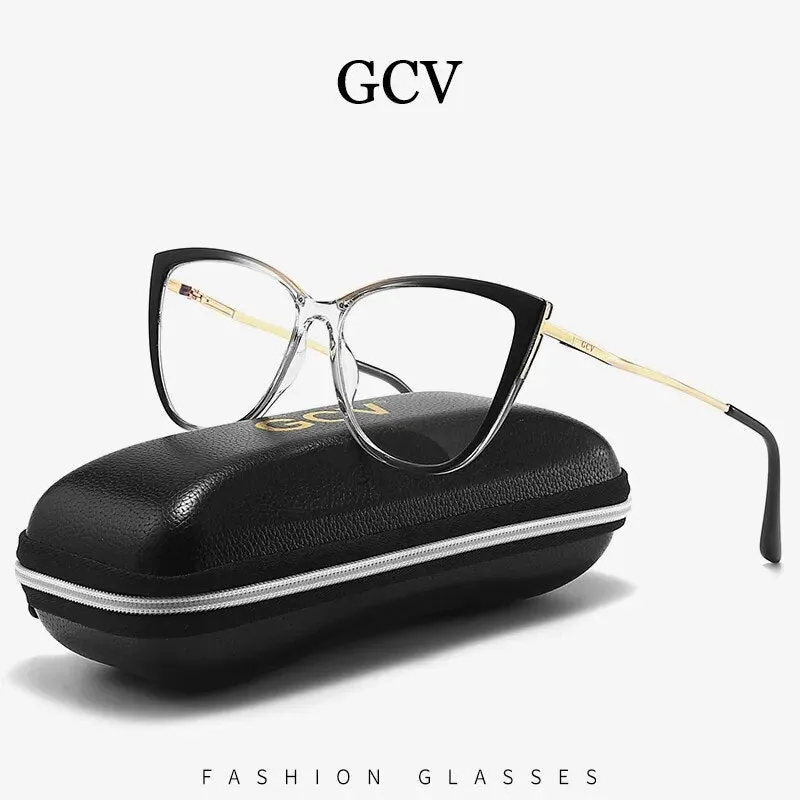 GCV Women Blue Light Blocking Glasses Sexy Fashion Cat Eye Eyeglasses Hinges Anti Blue Ray Computer Game Glasse Ultralight Frame