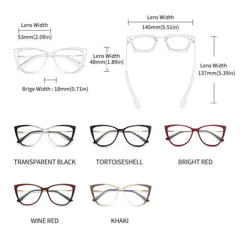 GCV Women Blue Light Blocking Glasses Sexy Fashion Cat Eye Eyeglasses Hinges Anti Blue Ray Computer Game Glasse Ultralight Frame