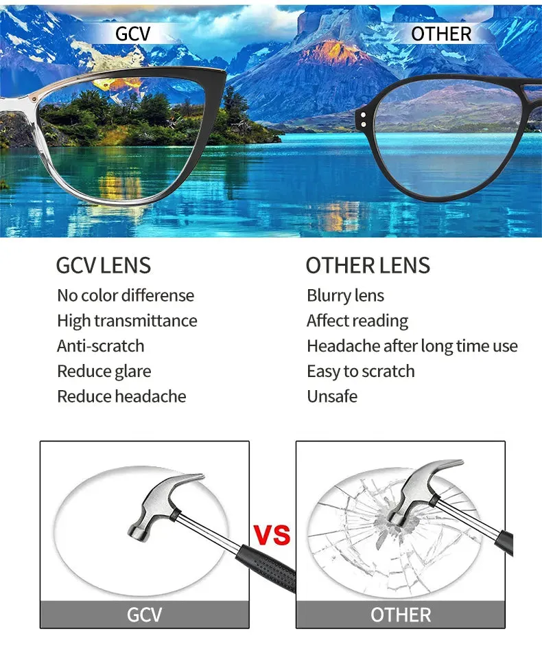 GCV Women Blue Light Blocking Glasses Sexy Fashion Cat Eye Eyeglasses Hinges Anti Blue Ray Computer Game Glasse Ultralight Frame