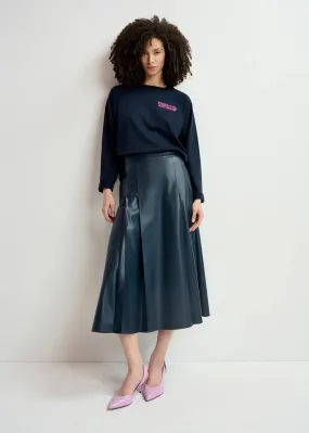 Geeuw Faux Leather Skirt - Navy