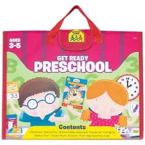 Get Ready Preschool Learning Playset - Ages 3-5, Workbooks, Flash Cards, Write & Reuse, Coloring, Alphabet, Numbers, Shapes, Stickers, Carrying Case, Crayons, Pencil & Wipe-Clean Marker