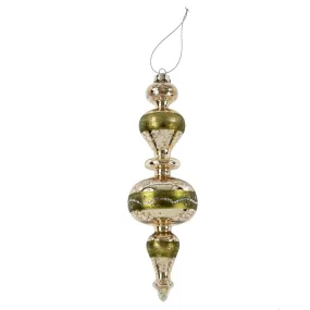 Glitter Green Spindle Ornament