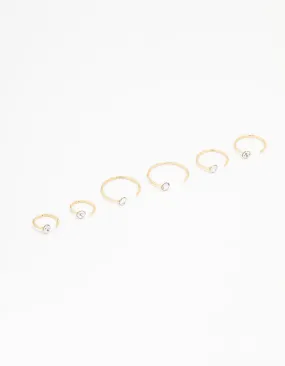 Gold Plated Surgical Steel Diamante Faux Nose Piercing Pack