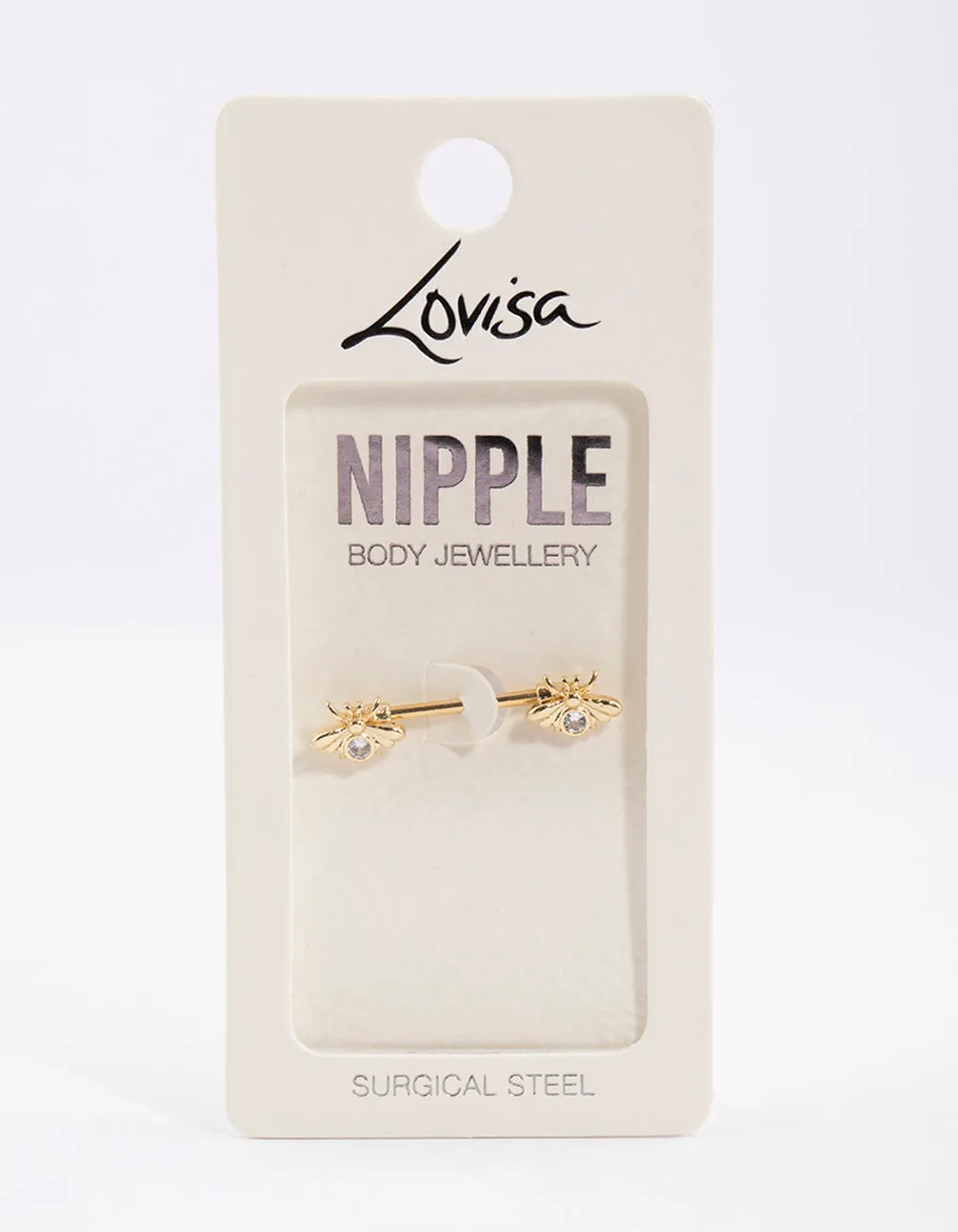 Gold Plated Surgical Steel Double Bee Nipple Piercing