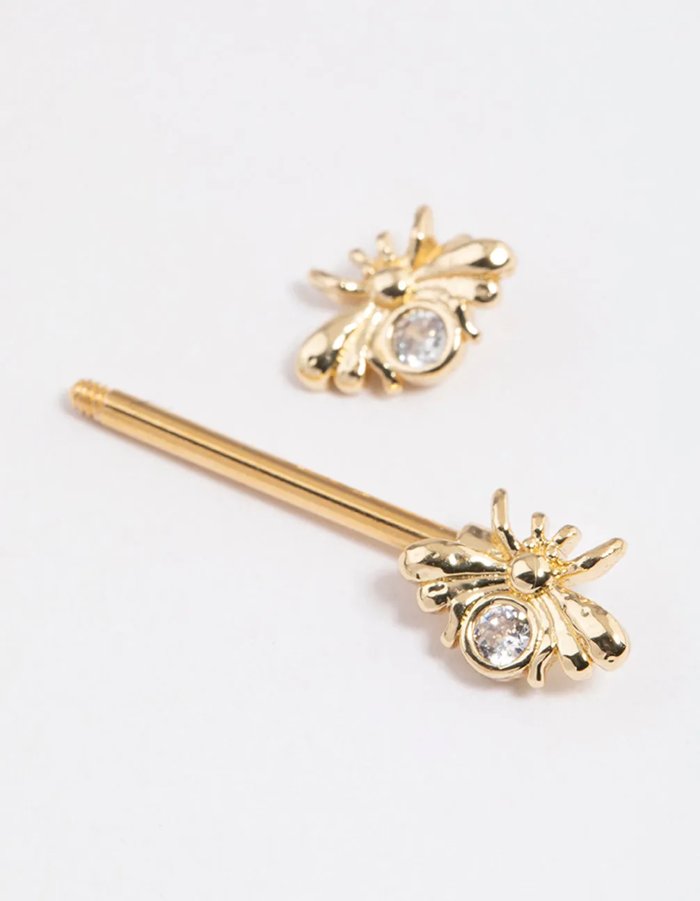 Gold Plated Surgical Steel Double Bee Nipple Piercing