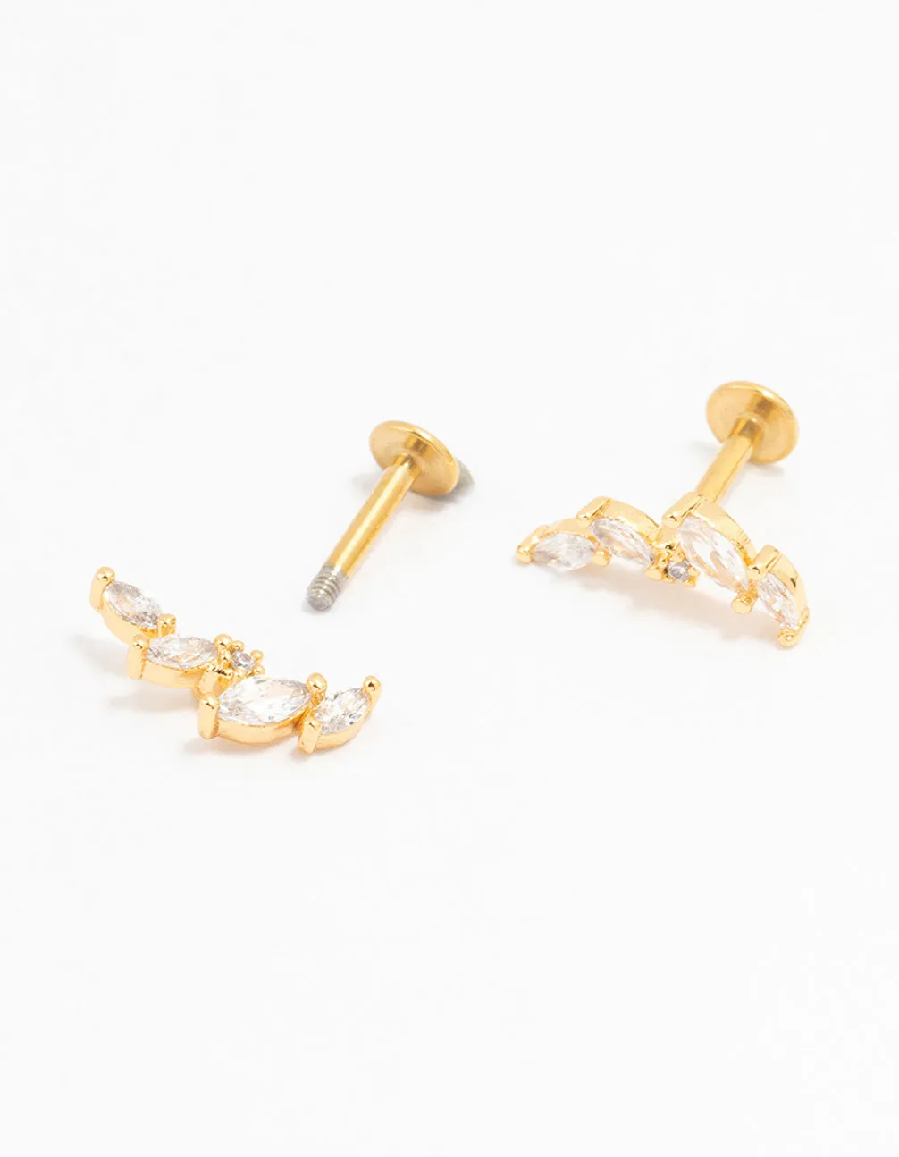 Gold Plated Surgical Steel Marquise Crawler Flat Back 2-Pack