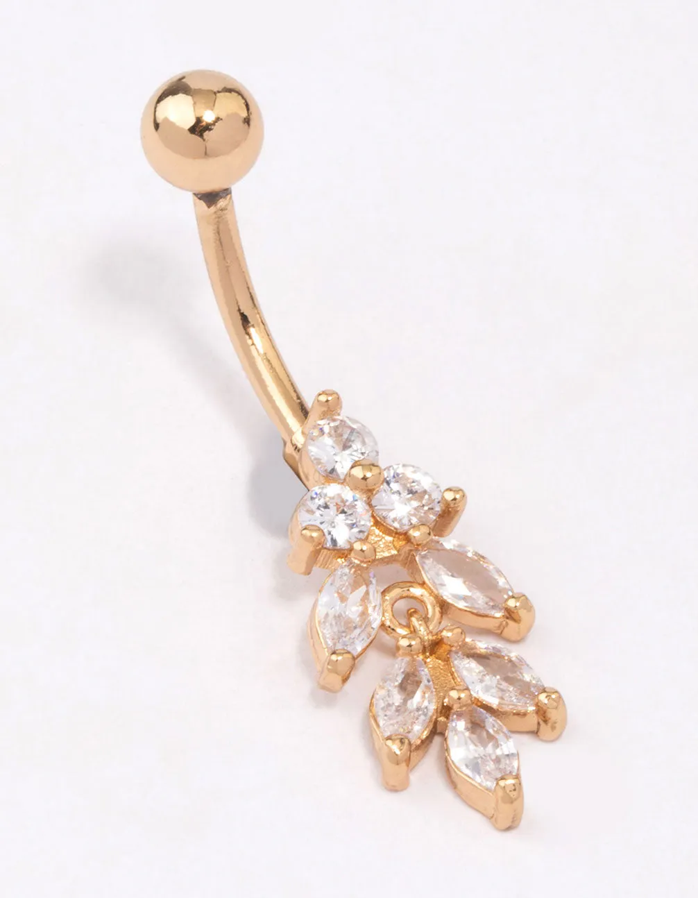 Gold Plated Surgical Steel Marquise Drop Belly Ring