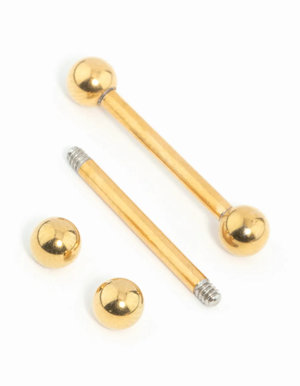 Gold Plated Surgical Steel Plain Ball Nipple Bars 2-Pack