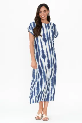 Gwen Blue Tie Dye Cupro Knot Dress