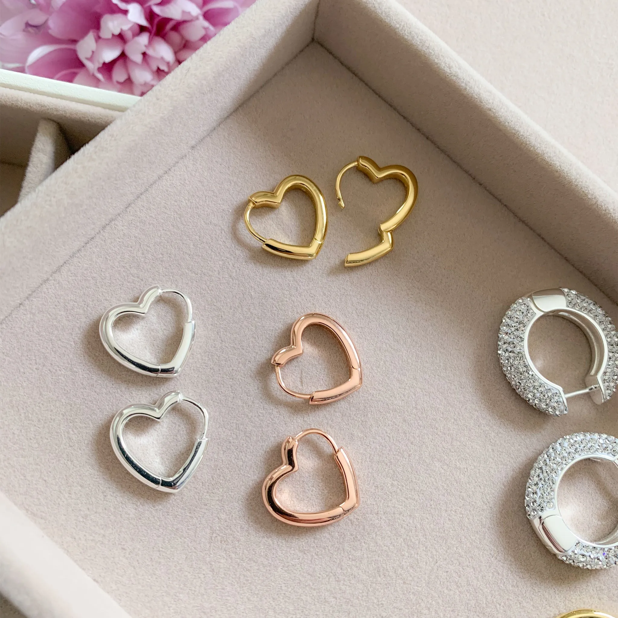 Heart Huggie Hoop Earrings