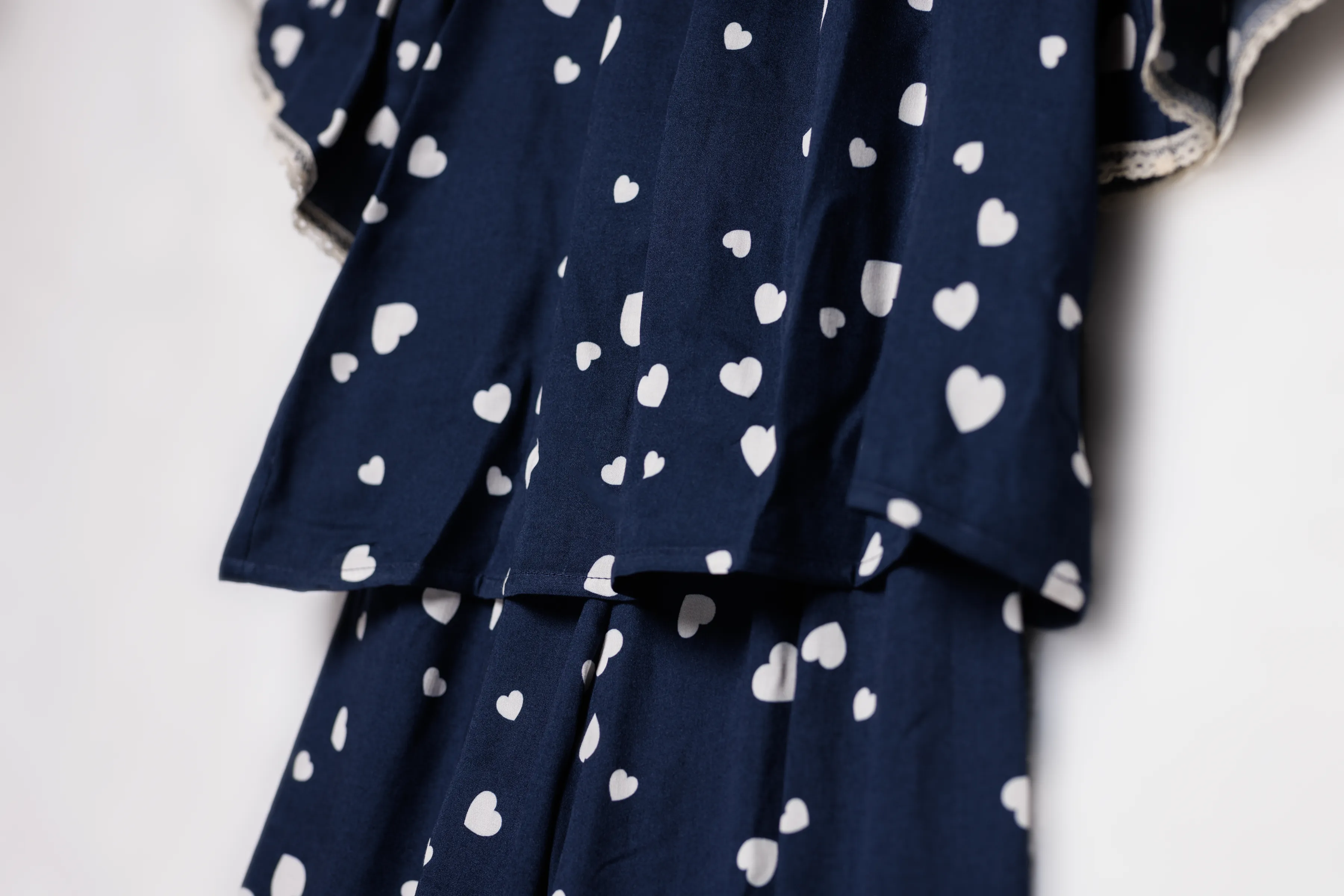 HELENA - GIRLS VISCOSE PYJAMA NAVY WITH WHITE HEARTS