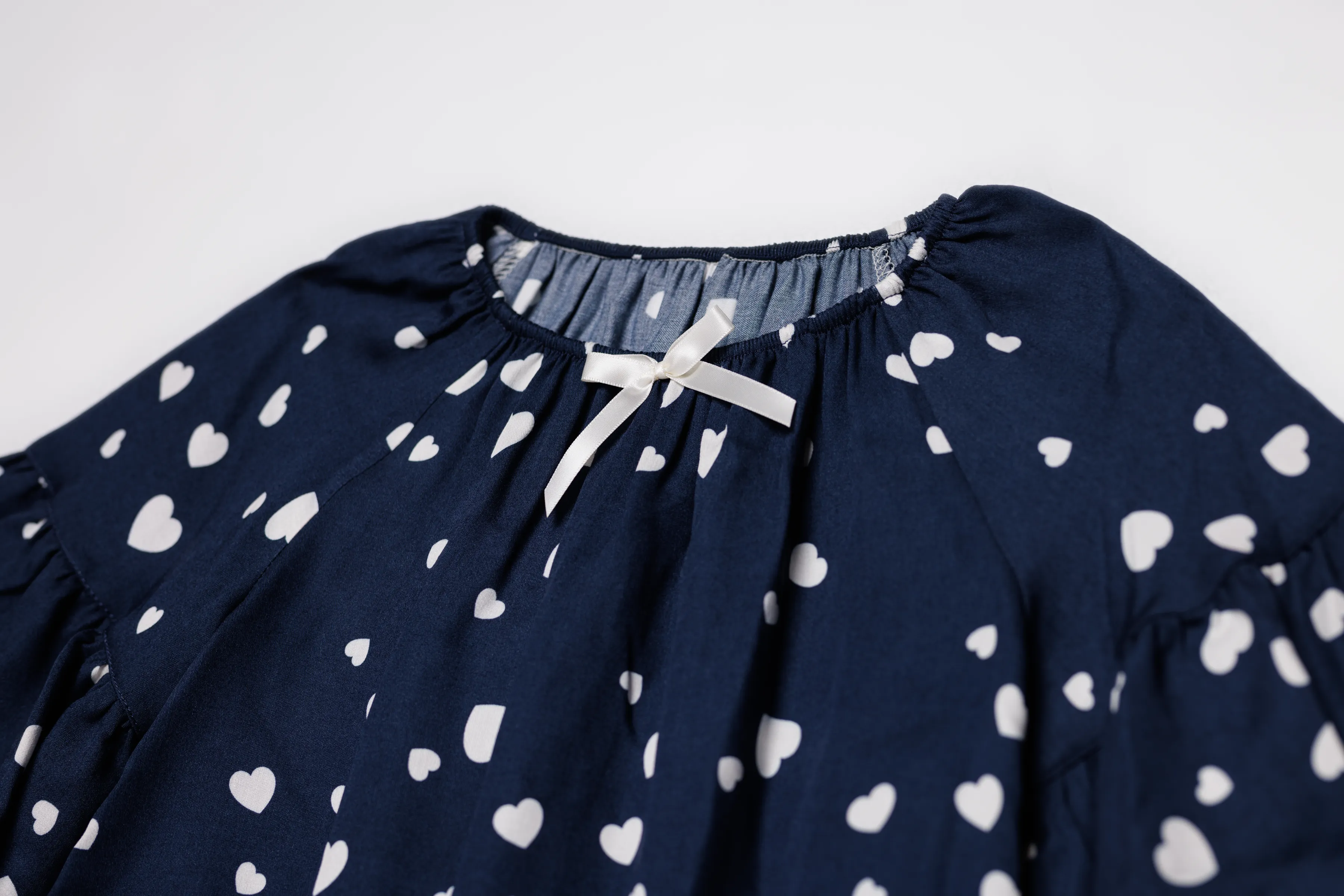 HELENA - GIRLS VISCOSE PYJAMA NAVY WITH WHITE HEARTS