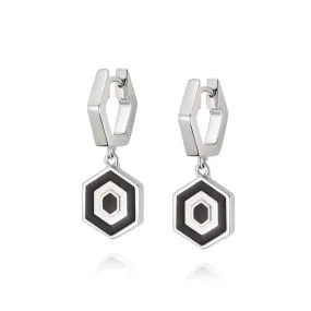 Hexagon Palm Drop Earrings Sterling Silver