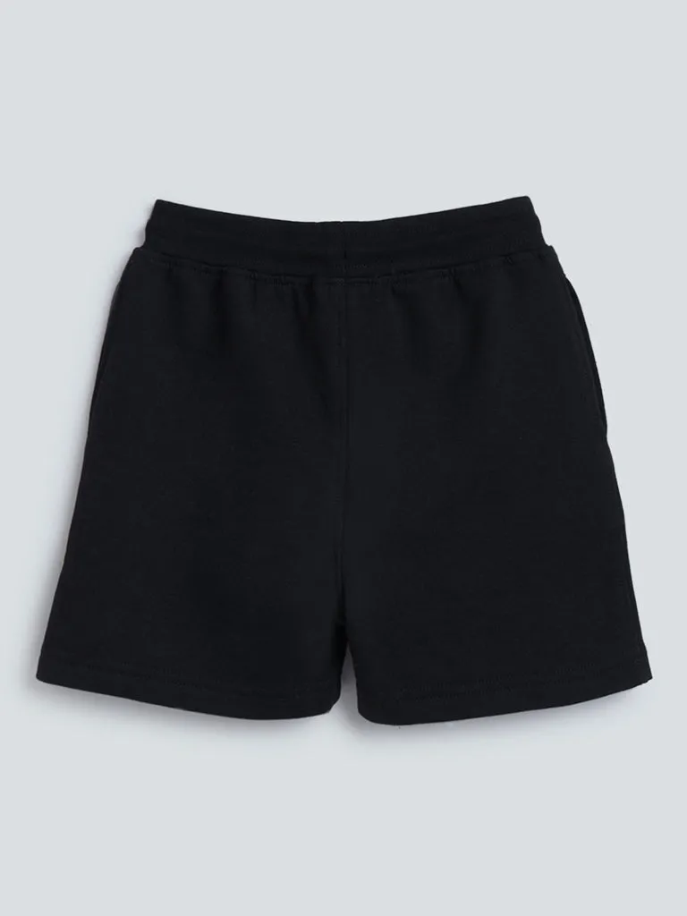 HOP Kids Black Printed Shorts