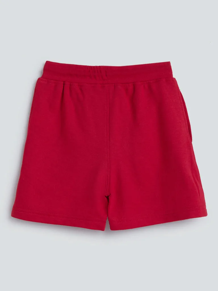 HOP Kids Red Printed Shorts