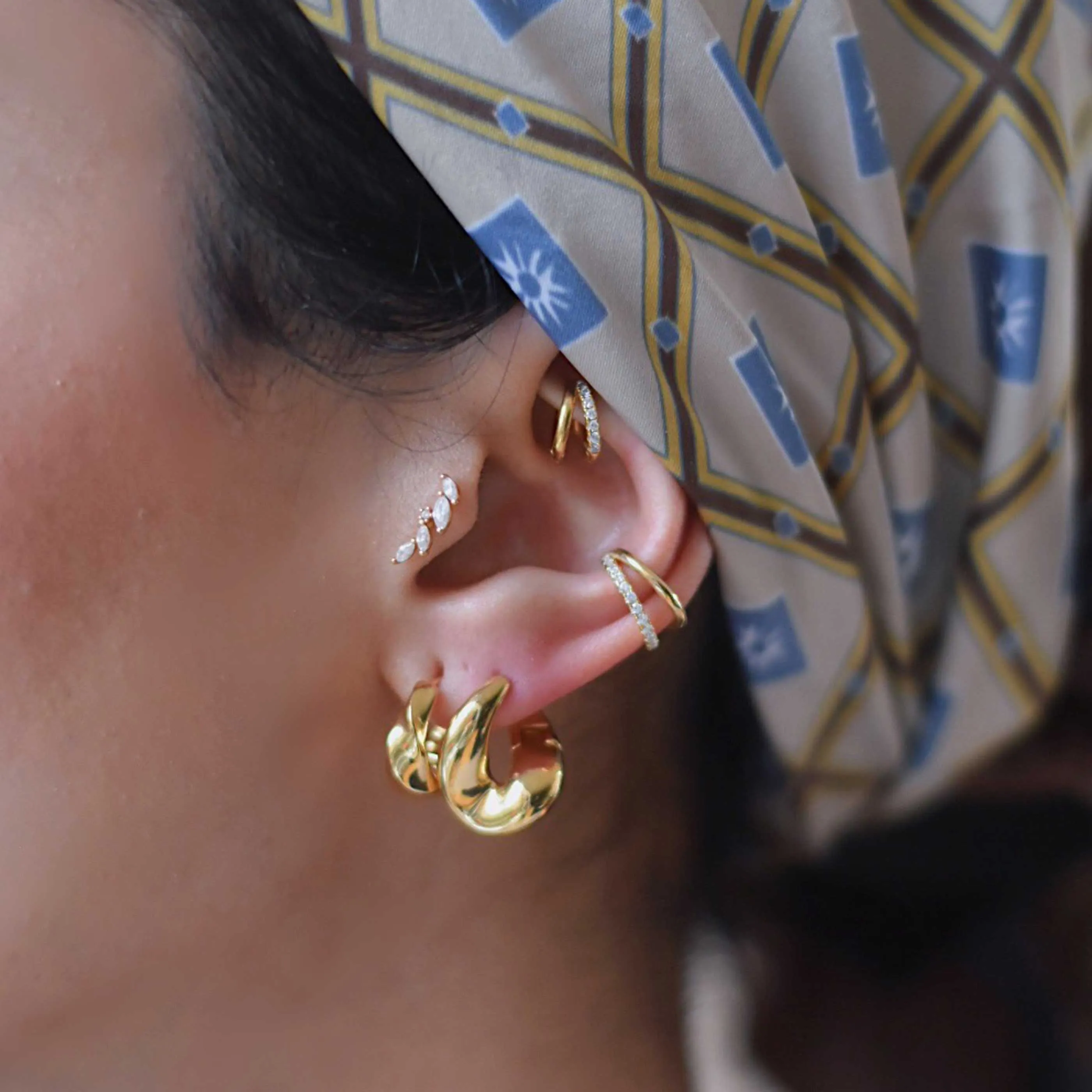 Illusion Crystal Ear Cuff in Gold