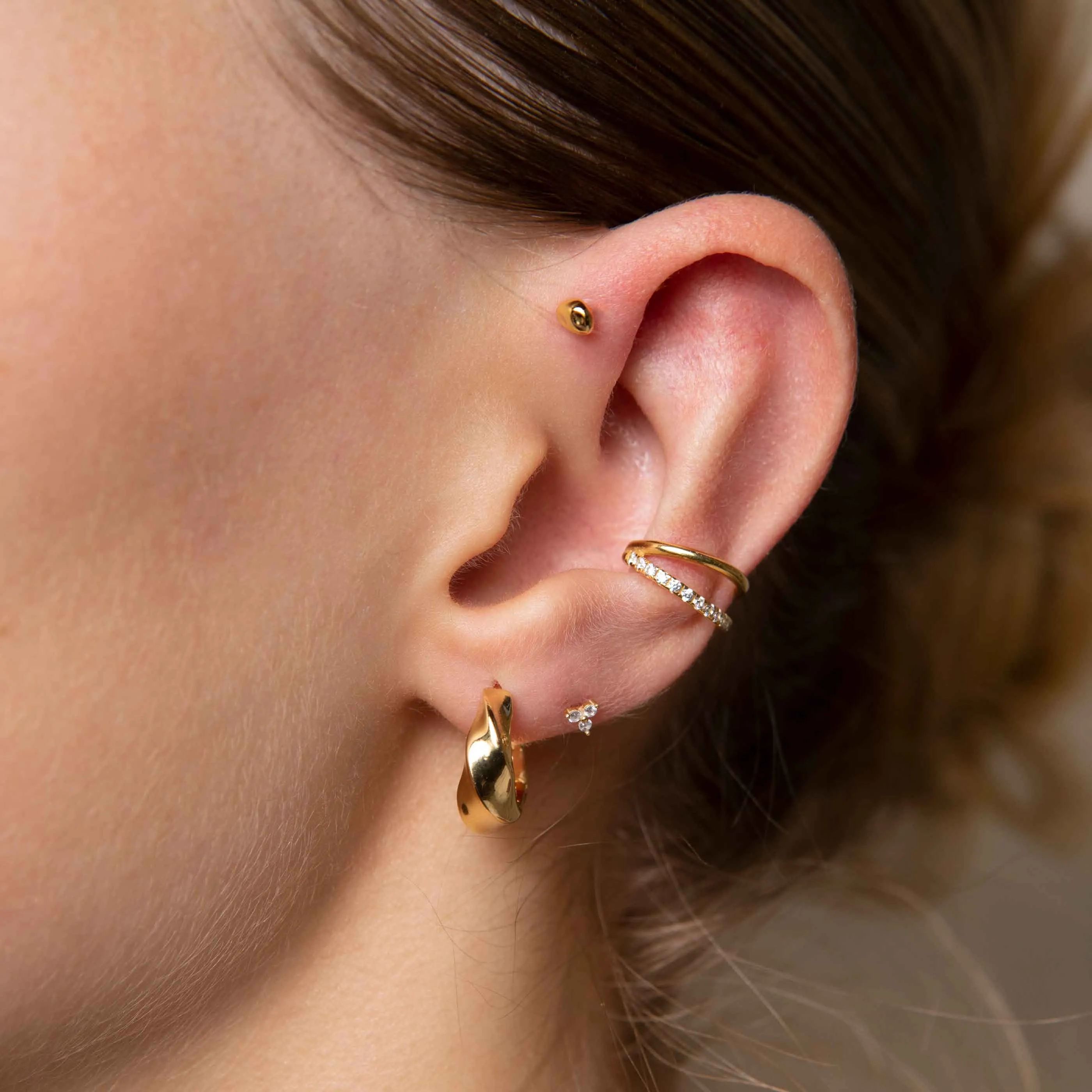 Illusion Crystal Ear Cuff in Gold