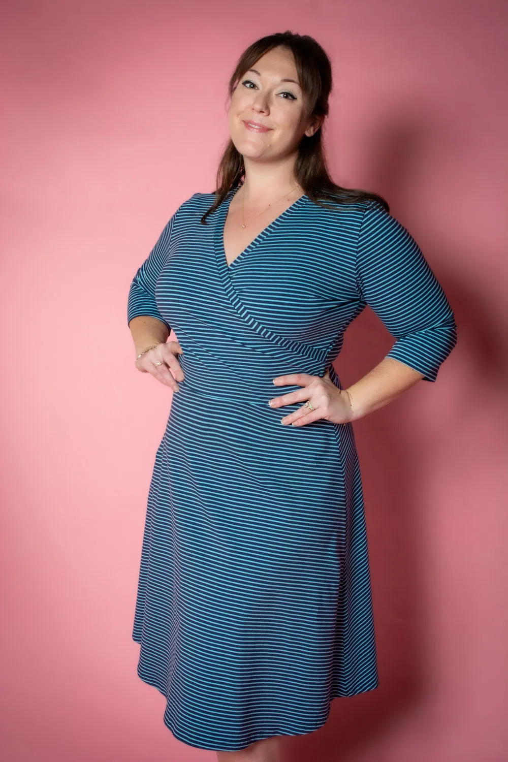 Joanie Knit Dress 3/4 Sleeve - Blue   Navy Stripe *sale