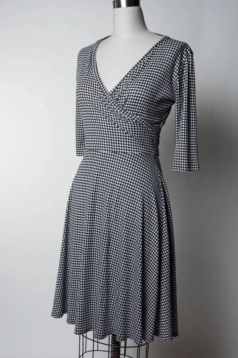 Joanie Knit Dress 3/4 Sleeve - Mini Houndstooth