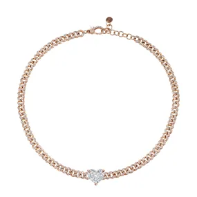 JUMBO DIAMOND HEART MINI PAVE LINK CHOKER