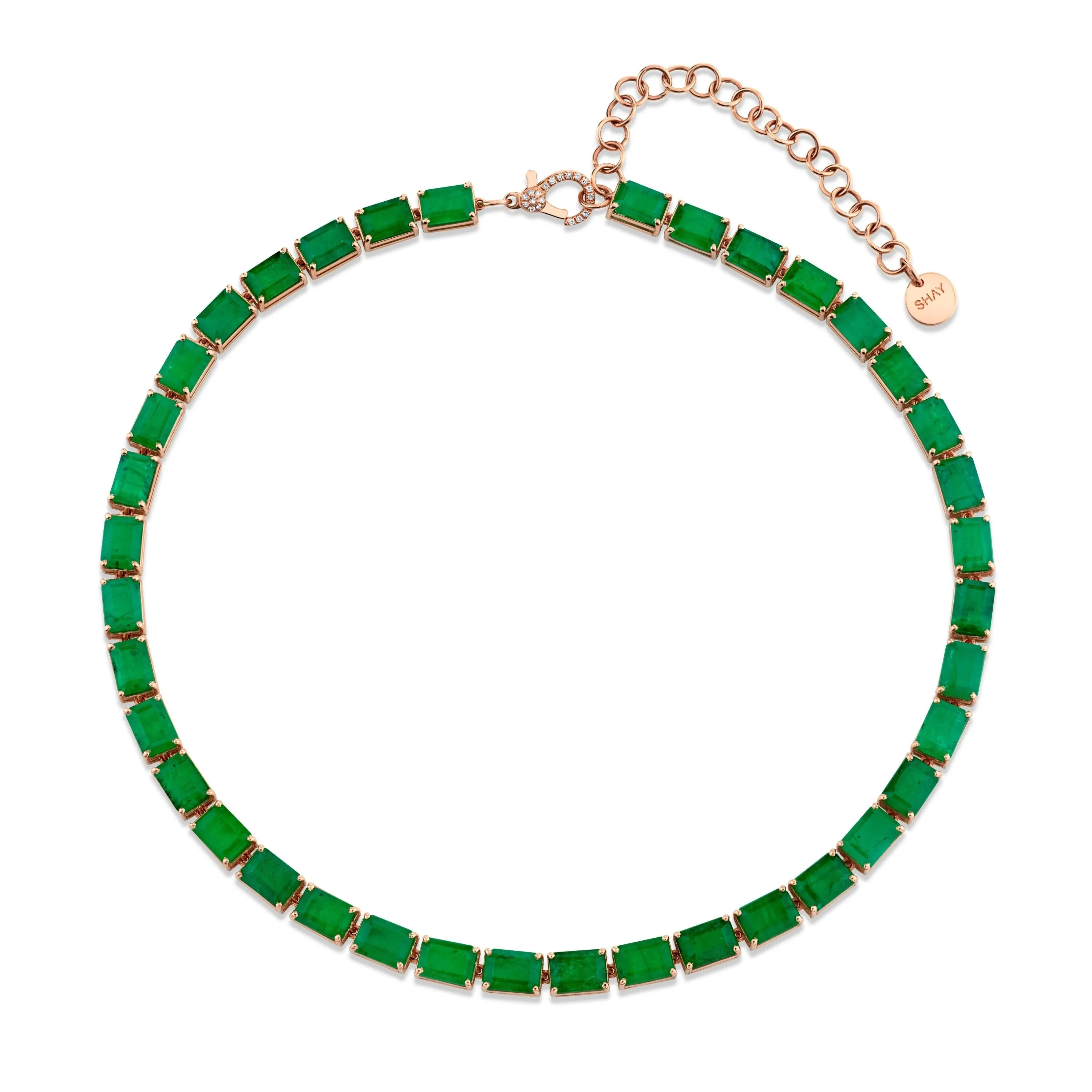 JUMBO EMERALD BAGUETTE TENNIS NECKLACE