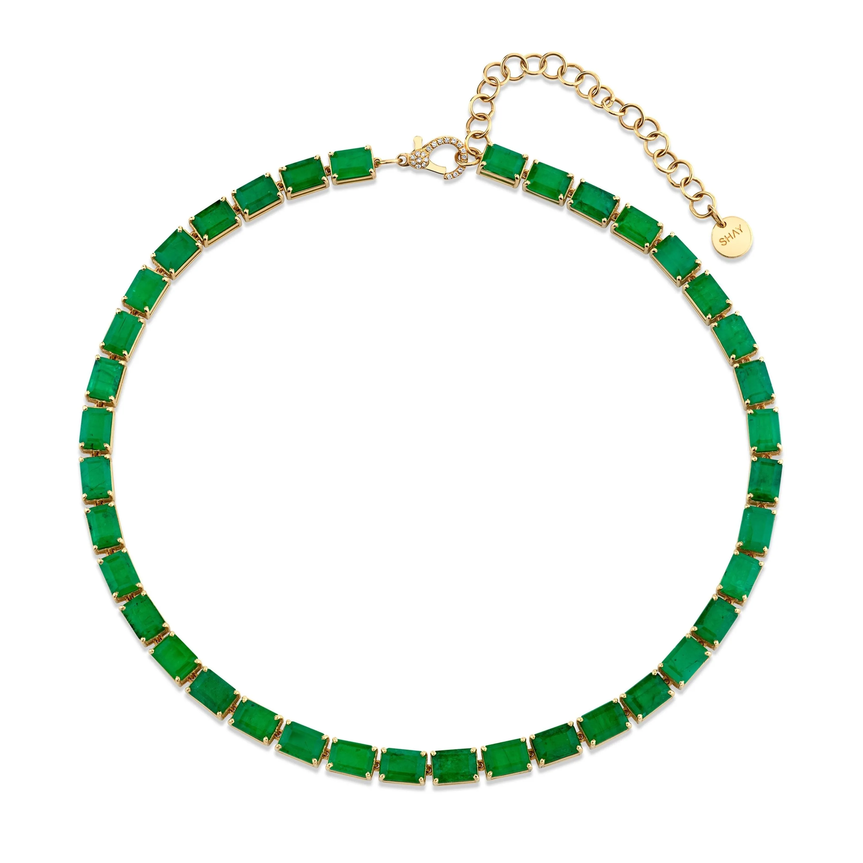 JUMBO EMERALD BAGUETTE TENNIS NECKLACE