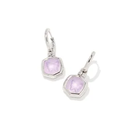 Kendra Scott Davie Intaglio Rhodium Huggie Earrings in Lavender Opalite Butterfly