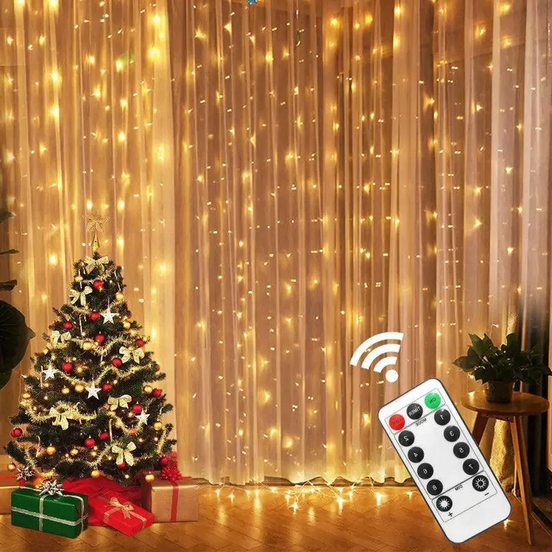 LED Curtain String Lights Christmas Garland Fairy Light