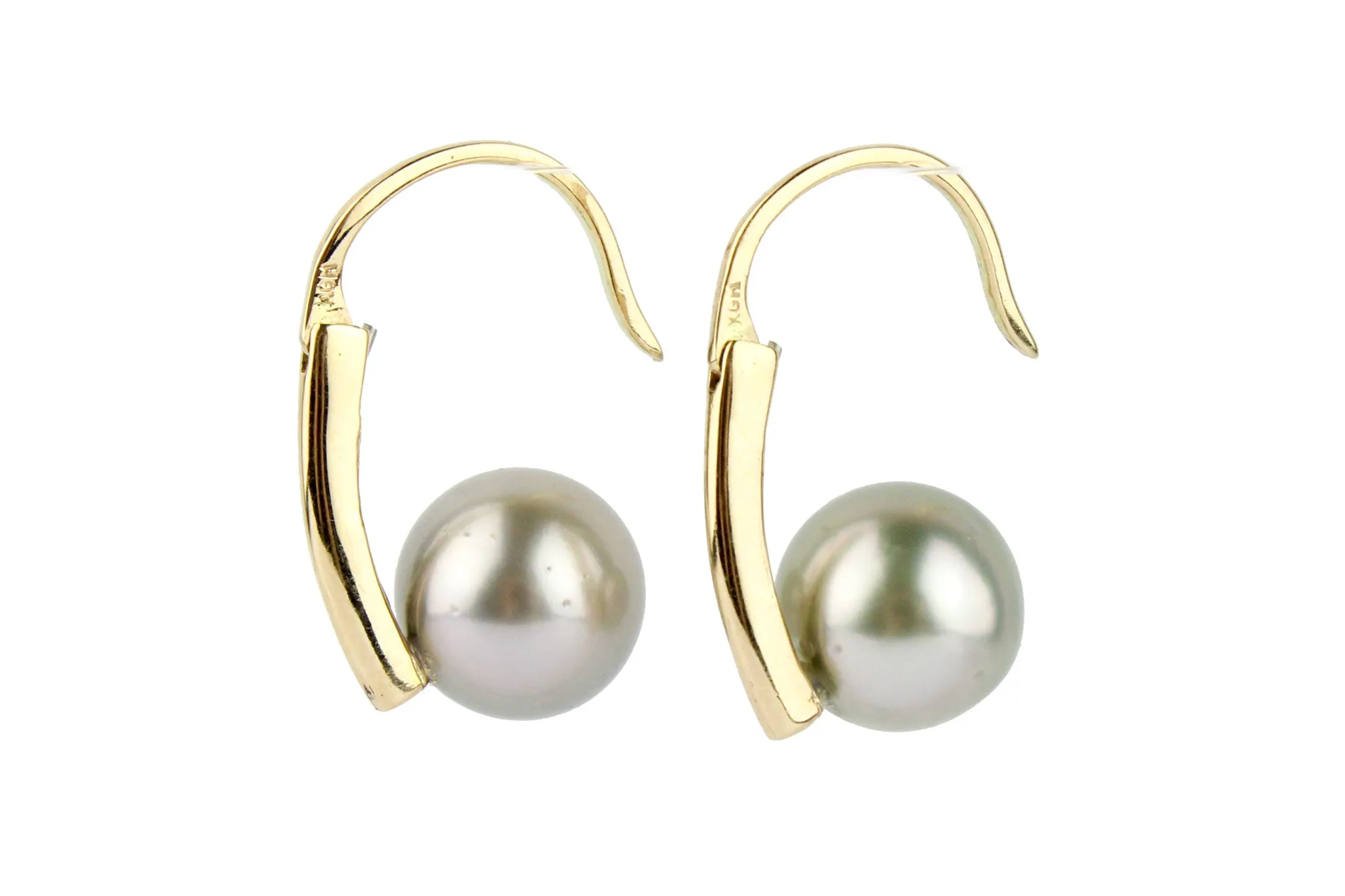 Light Pink Glow Tahitian Pearl Modern Hoop Earrings