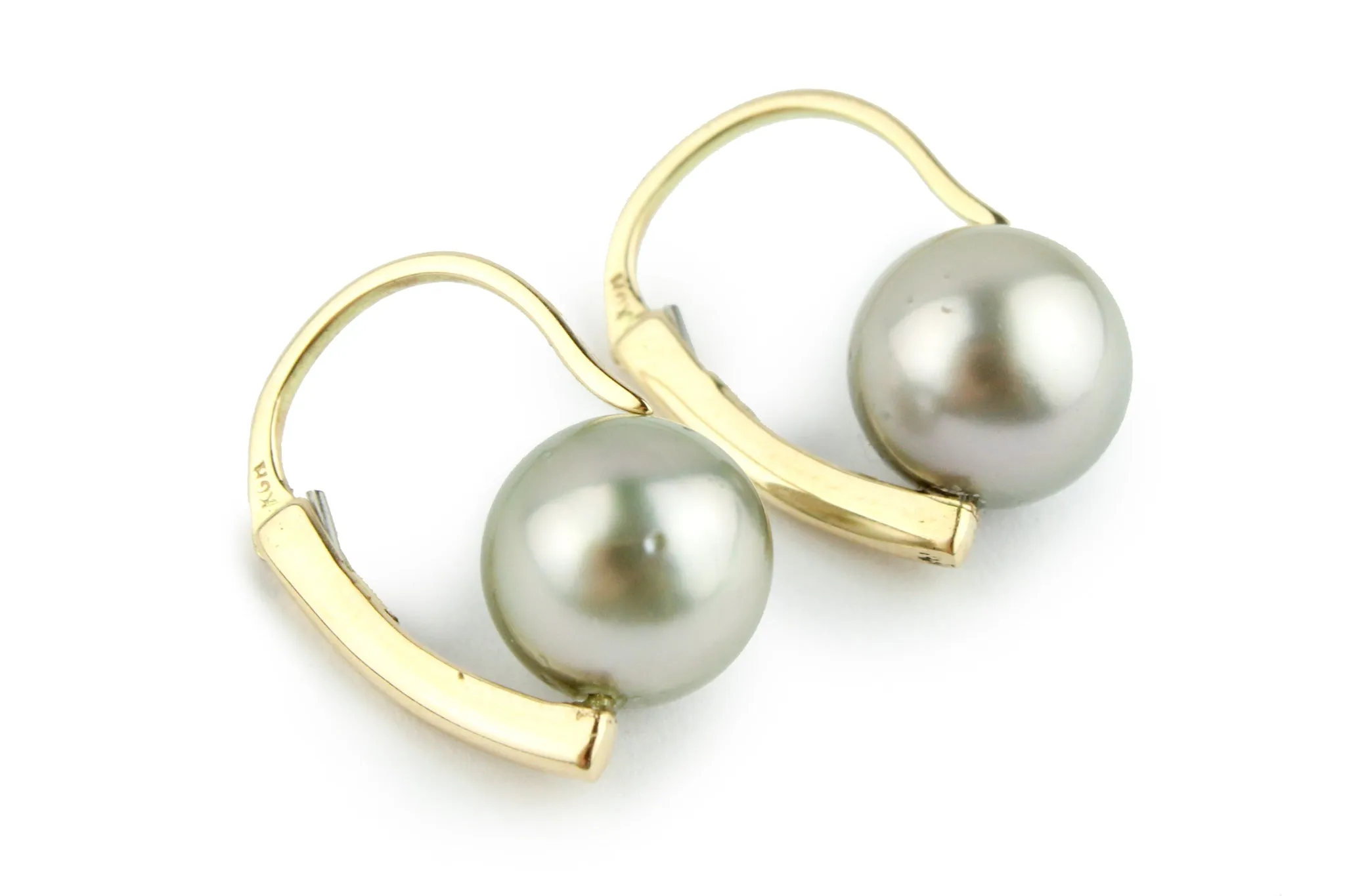 Light Pink Glow Tahitian Pearl Modern Hoop Earrings