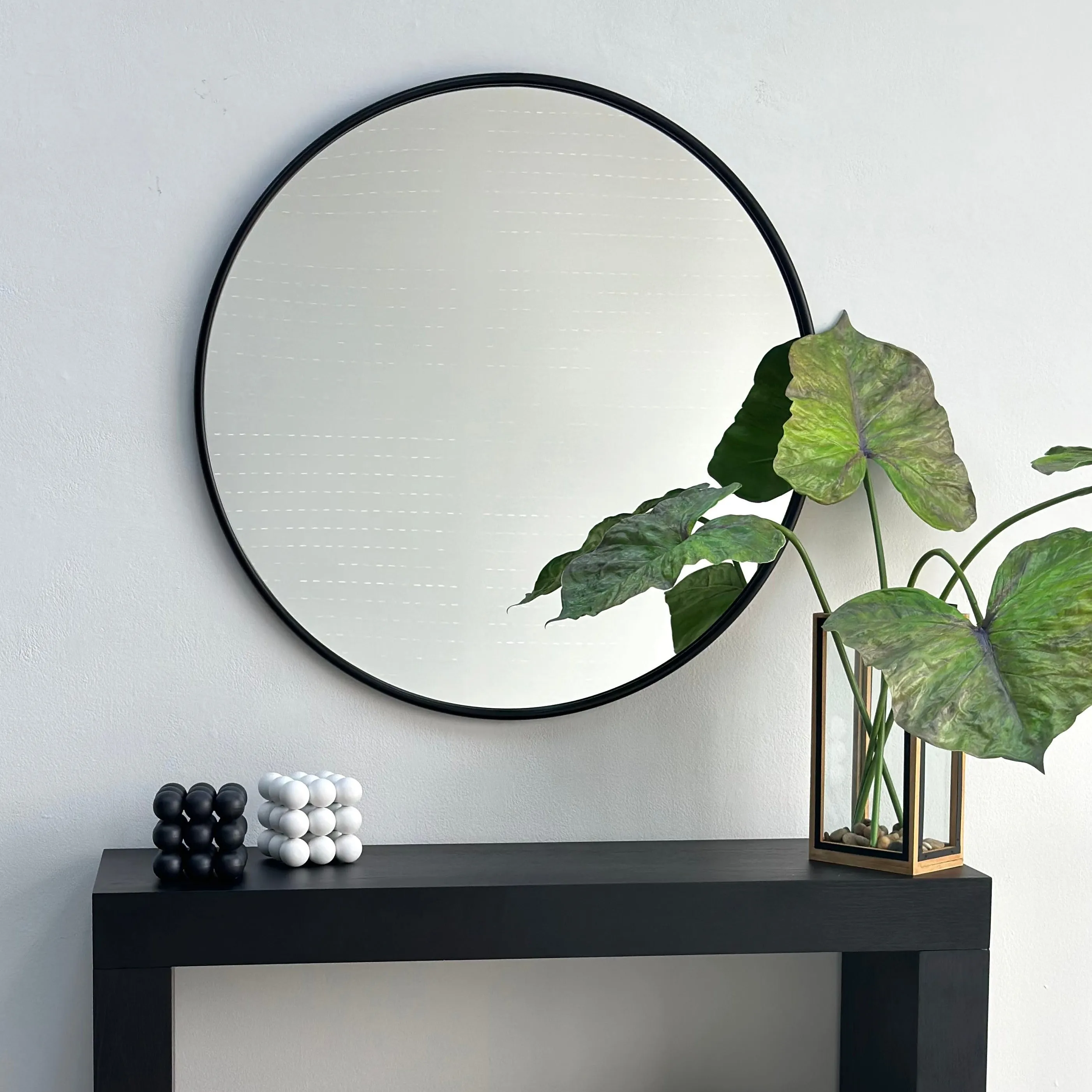 Metal Black Frame 36" Round Mirror